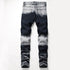 Ground Jeans Casual Mid Waist Straight Pants Men's Ripped Jeans
